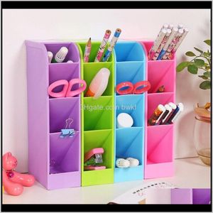 Holders Racks Housekeeping Organization & Garden Drop Delivery 2021 1Pc Plastic Desktop 4 Grids Pen Tableware Organizer Cosmetic Storage Fini