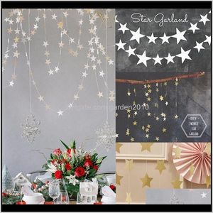 Dekorationer 4m Hanging Star Pine Tree Garland Decor 5 Färger Juldekoration Ornament Festival Firande Props1 5Qufa Pty5