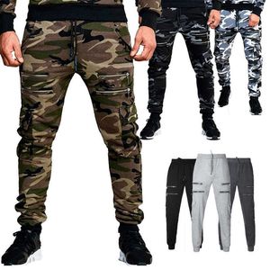 Moda nova camuflagem masculina macacão jogging calça sweatpants corredores homens cargo calças y0811