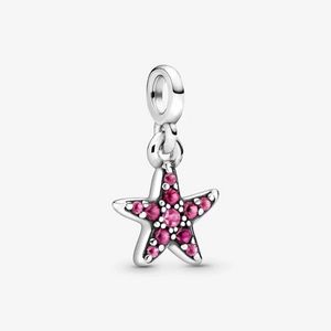 Genuine 925 Silver My Pink Starfish Dangle Charm Fit Pandora Original Me Link Bracelet Fashion Women DIY Jewelry Accessories
