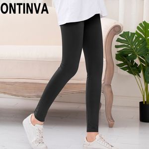 Sommer Herbst Seide Eis Leggings Schwarz Grau Einfarbig Hohe Taille Große Stretch Plus Größe XL 3XL 4XL Frauen Hosen 210527