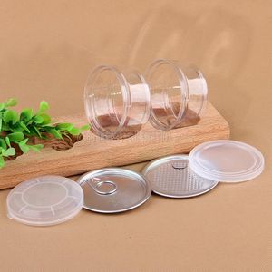 Wholesale clear plastic jar PET with metal lid airtight tin Can pull ring bho oi Concentrate Container food Herb Storage 100ML CO25