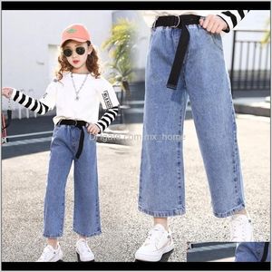 Abbigliamento per bambini Bambino, maternità Drop Delivery 2021 Bambini Denim Jeans per adolescenti per ragazze Pantaloni a gamba larga 10 12 anni Elastico a vita alta Bambini T