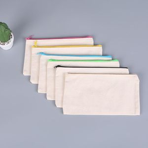 Storleksanpassad Blank Diy Craft Zipper Bags Canvas Pen Penna Väska - Kanvasfaktura Bill Bag Makeup Väskor Kosmetisk Väska Multipurpose Resor Toalettartiklar