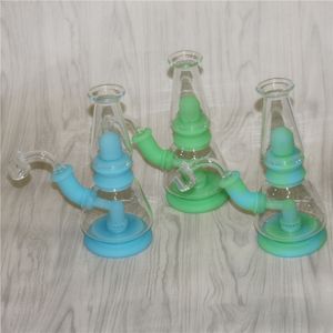 bagliore nel buio narghilè in silicone acqua pipa in vetro dab rig bong con bong per bong bong raccoglicenere