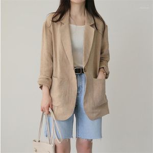 薄いリネンスーツの女性2021春のイギリス風のカジュアル長袖の綿と小さなジャケットの女性のジャケット