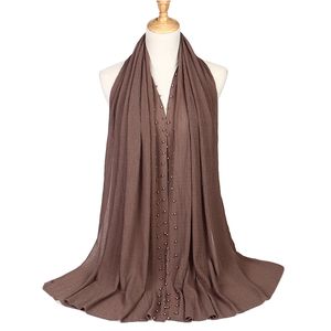 Neue Frauen Plain Blase Chiffon Mit Perle Hijab Einfarbig Muslimischen Hijabs Schal Kopftuch 22 Farbe für Wählen