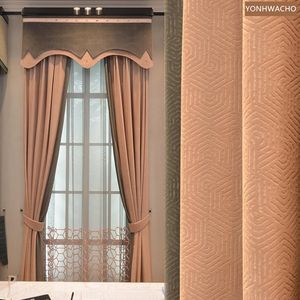 Curtain & Drapes Custom Curtains Modern Simple Pink Stitching Warm American Wedding Room Velvet Cloth Blackout Valance Tulle Drape C847