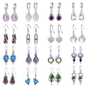 16 Pare Teardrop Crystal Drop för kvinnor Multicolor Boho Hoop Colorful Hook Dangle Earrings Kit