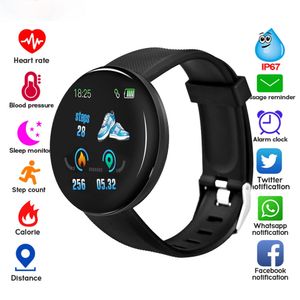 D18 Smart Watch Uomo Donna Pressione sanguigna Round Smartwatch Sport impermeabile Orologi intelligenti Fitness Tracker per Android Ios