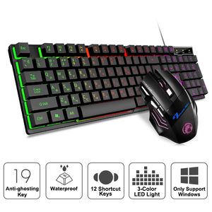 RGB-Gaming-Gamer-Tastatur und -Maus mit Hintergrundbeleuchtung, USB, 104 Tastenkappen, kabelgebunden, ergonomische russische Tastatur für PC-Laptop