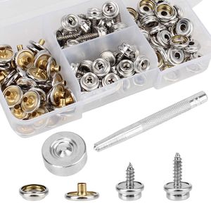 Car Stainless Steel 120-Pieces Metal Screws Snaps Marine Grade for Canvas and Upholstery Boat Cover Snap Button Fastener Kit