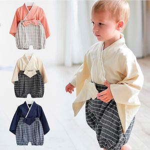 Kind Japanisch großhandel-Ethnische kleidung ankunft kinder japanisch kimono baby mädchen jungen pyjamas infant nette räumliche yukata kinder samurai dress kind hanbok pyjamas