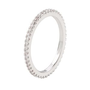 Anel feminino ultrafino círculo diamante cheio de zircônia uma fileira anel micro embutido