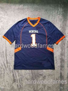 CUSM UTEP Miners Football Jersey #16 Navy Blue Men Women Youth Stitch Lägg till valfritt namn XS-5XL