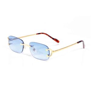 Vintage Sun lasses Frame Men Sunglasses Gold Rimless Eyeglasses for Man Clear Lens Prescription Spectacle 95952 French