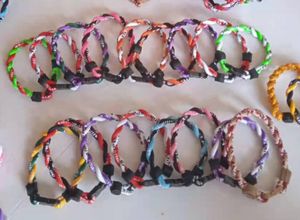 wholesale 500pcs color hot low price Titanium Sport Accessories new 100pcs sports 2 rope twist,Chinese bracelet, baseball tornado bracelet