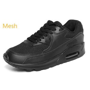 Men Sneakers Men Sport Shoes Mesh Running Couples Shoes Woman Solid Lace-up Wedges Platform Shoe Women Male Sneakers Black 40 38 211014