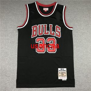 Maglia da basket nera retrò da uomo 33# PIPPEN stagione 2020 S M L XL XXL