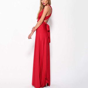 Yaz Seksi Kadınlar Maxi Elbise Kırmızı Infinity Uzun Multiway Nedime Dönüştürülebilir Wrap Parti ES Robe Longue Femme Y0823