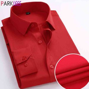 Groom Shirt Men Brand Slim Fit Long Sleeve Mens Dress Shirts Work Casual Button Down Chemise Homme S-4XL 210522