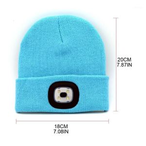 Child Headlight Cap 4 LED Night Lighting Beanie Hat With Light USB Rechargeable E56D Cycling Caps & Masks