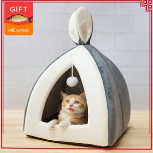 Sprzedam Pet Cat House łóżko Kotek Kryty Mata Ciepłe Mały Dla kotów Dogs Gniazdo Składana Jaskinia Cute Sleeping Mats Winter Product 211111