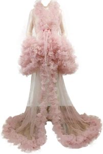 Gravid kvinna aftonklänningar Tulle Dressing Gown Maternity Lace Chiffon Gowns Maxi Fotografi ROBES FOR Photo Shoot Props Dress