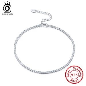 Orsa Jewels Real 925 серебристый регулируемый теннисный браслет браслет с полным мощеным горный хрусталь для женщин босиком ювелирных изделий подарок SA03