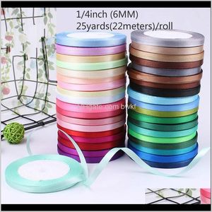 Tools Arts, Crafts Gifts Home & Garden Drop Delivery 2021 6Mm 25Yard Silk Satin Ribbon For Wedding Party Decoration Invitation Card Gift Wrap