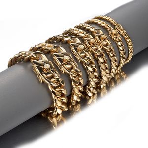 Stal nierdzewna kubańska łańcuch łańcucha bransoletki bioder biżuterii biżuterii męskie srebrne złote łańcuchy bransoletki