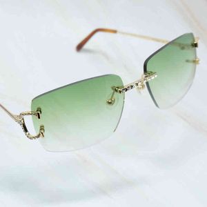 2022 Fabrik Großhandel Hohe Qualität Modell Herren Iced Out Vintage Sonnenbrille Draht Strass Shades Für Frauen Luxus lentes sol mujer 1ICI Sonnenbrille