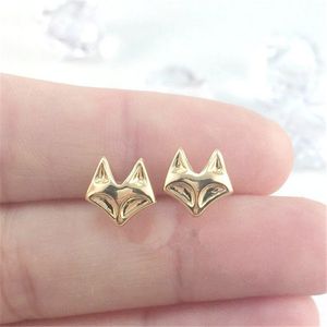 10PAIR GOLD Gümüş Dainty Tiny Fox Sudg Küpe Sevimli Kedi Kafa Yüz Küpe Çıtçıtları Kadınlar İçin Hayvan Takı