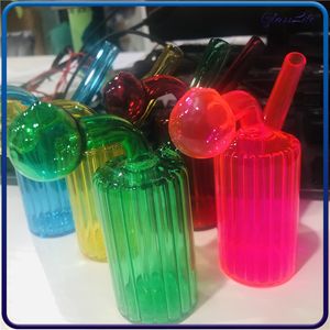 Colored Glass Oil Burner Pipe Thick Pyrex Screw Water Bong Tobacco Bowl Piece Smoking Hookah Accessory