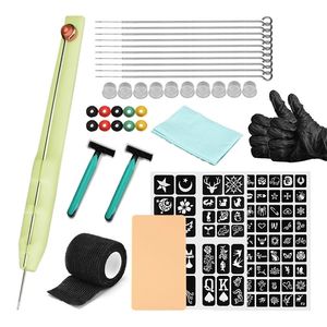 Hand Poke Stick Tattoo Kit DIY Supply Ink Handschoenen Inkbox Needles Set 3RL / 5RL 7RL 9RL voor tattoo 220218