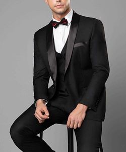 Groom Tuxedos двубортный черный пик отворота жениха лучший мужской костюм мужские свадебные костюмы (куртка + брюки + жилет) 100% реальное изображение x0909