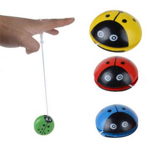 Four Colors Ladybird Yo Ball Blue Green Red Yellow Ladybug YOYO Creative Toys Wooden Yo Toys For Children 5.5*5.5cm G1125