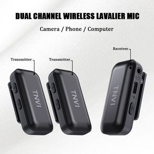 Portable Wireless Lavalier System Mikrofonu 50m Wywiad w zakresie VLOG nagranie na żywo dla iPhone android iPad aparatu MINI MIC