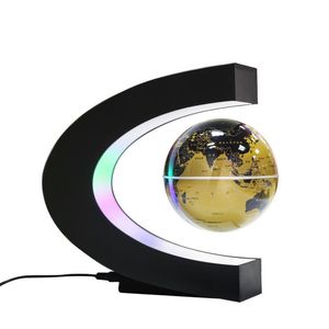Dekorativa Objekt Figurer INCH LED Ljus C Form Magnetisk Suspension Flytande Globe Hem Office Decor Gadgets för Christma