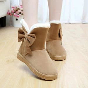 Women Boots Female Winter Boots Warmer Plush Bowtie Fur Suede Slip Slip on Coleds Snow Boots Womens Fashion Platform Black 22