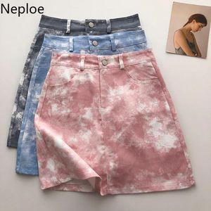 Neploe Women Skirts Mini High Waist Slim Thin A-line Jupe Summer Korean Fashion Tie-dye Saia Wild Bodycon Faldas Mujer 210422