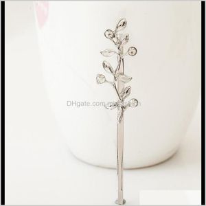 Clip Barrettes Gioielli Jewelryshape Albero Foglie Con Uccello Sul Ramo Resina Diamante Tornante Oro O Sier Placcato Per Le Donne Ragazze Fermaglio Per Capelli 23