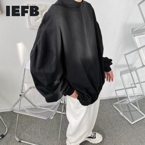 IEFB Mäns Spring Pullover Toppar Loose Black Silhouette Oversized Round Neck Casual T-shirts för Man 9Y4661 210524