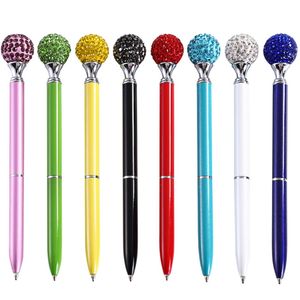 Crystal Roller Ball Pen Big Diamond Ballpoint Pens Gem Wedding Office Supplies Gift 11 Colors