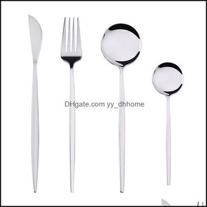 Flatware Sets Kitchen, Dining & Bar Home Garden 4Pcs/Set Stainless Steel Dinnerware Set Dinner Knife Fork Spoon Tableware Cutlery Gold Sier