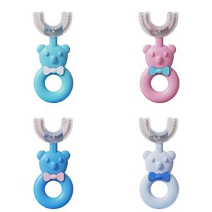 Baby Toothbrushes Crianças Crianças 360 graus Criança U-em forma de dentes Pacifiers Teethers Soft Silicone Brush Kids Dentes Cuidados de cuidados 20220301 H1