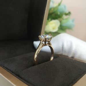 Pure 18K Rose Gold Ring Round Cut Classic style Wedding jewelry ring Anniversary Engagement For Woman