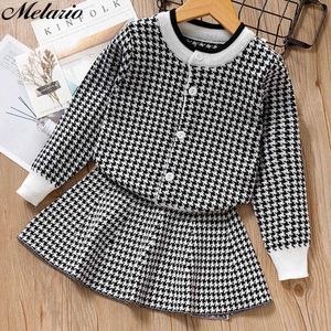 Melario Girls Plaid Maglioni Autunno Inverno Bambini Toddler Baby Clothes Dress for Girl Kids Princess Party Dresses Suit Q0716