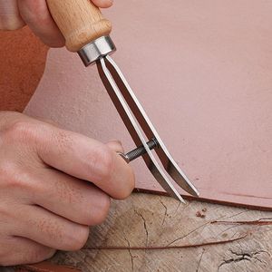 Sewing Notions Tools Creative Leather Craft Edger Creaser Wood Handle Adjustable Crafts Tool