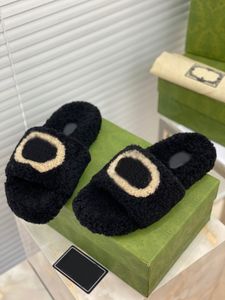 Winter European and American style women's slippers designer wool color matching full set package size 35-41